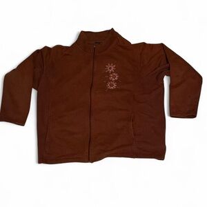 Trilogy Rose Brown Floral Embroidered Jacket